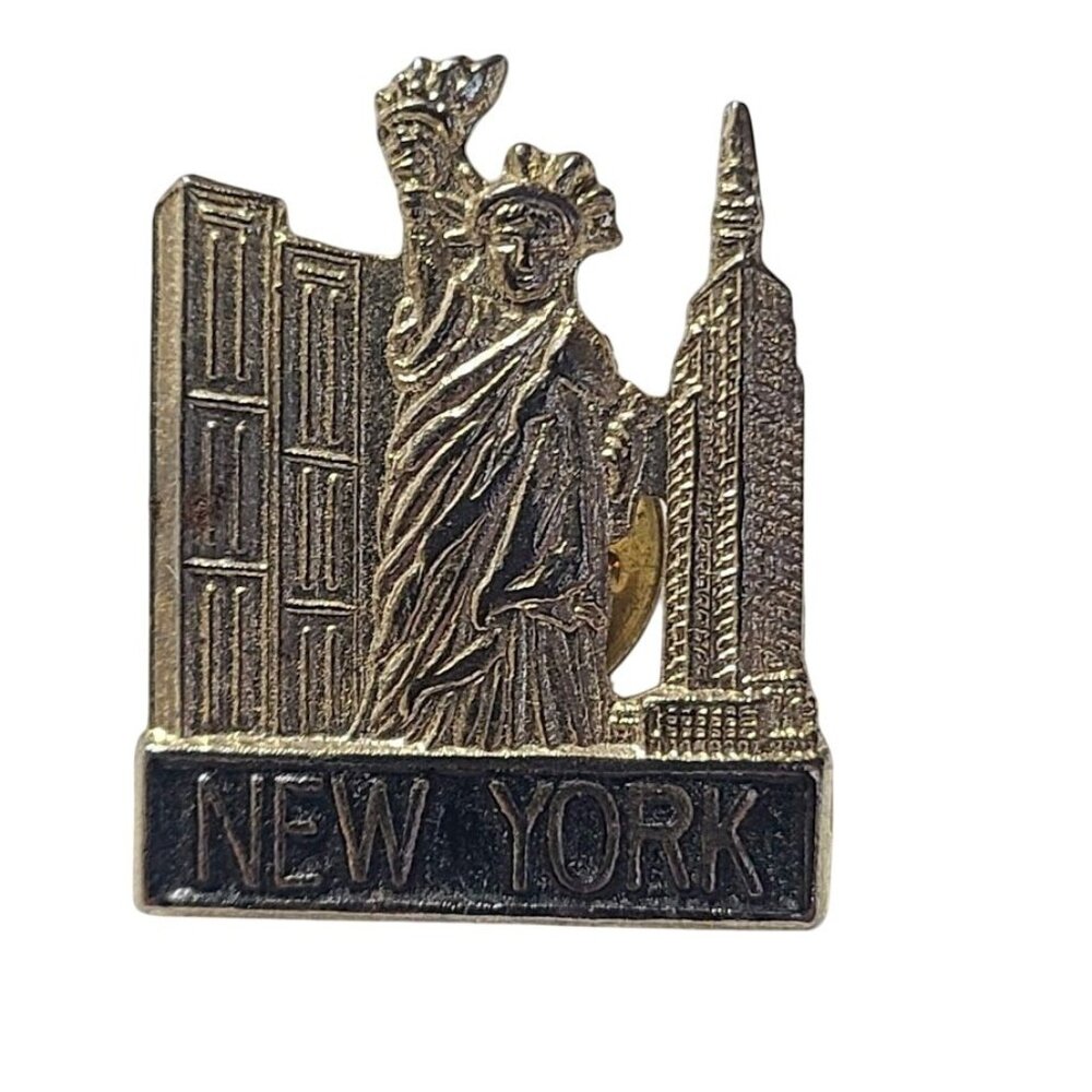VTG NYC New York City Souvenir Pin Statue of Liberty Empire State Twin Towers